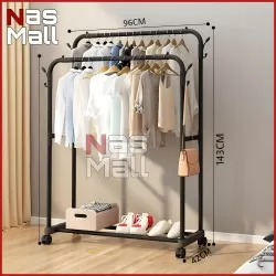 ستاند تعليق ملابس المزدوج قاعده متحركه